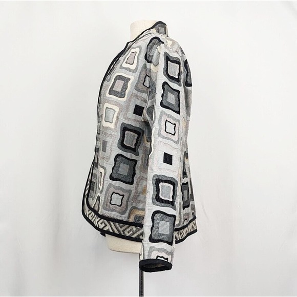 Trimdin Jacket Reversible Gray Tan White Black Geometric Statement Misses Size L - Picture 9 of 11